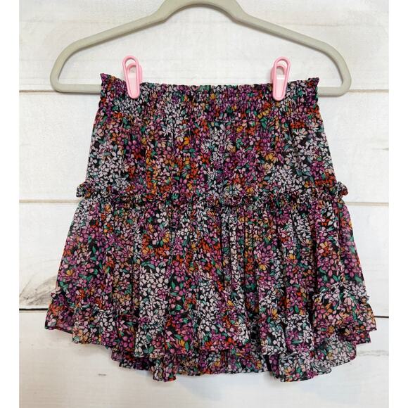 Misa Los Angeles Mini Skirt Ruffle Tiered Floral Boho Chic Size XS - Picture 1 of 6